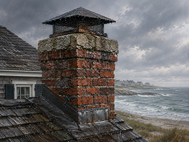 Close-up of a chimney cap on a home in Long Branch